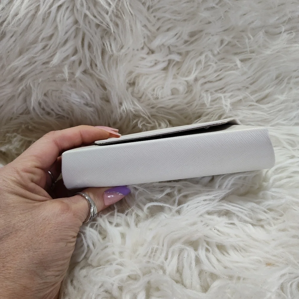 Michael Kors White Silver Logo Eyeglass Case